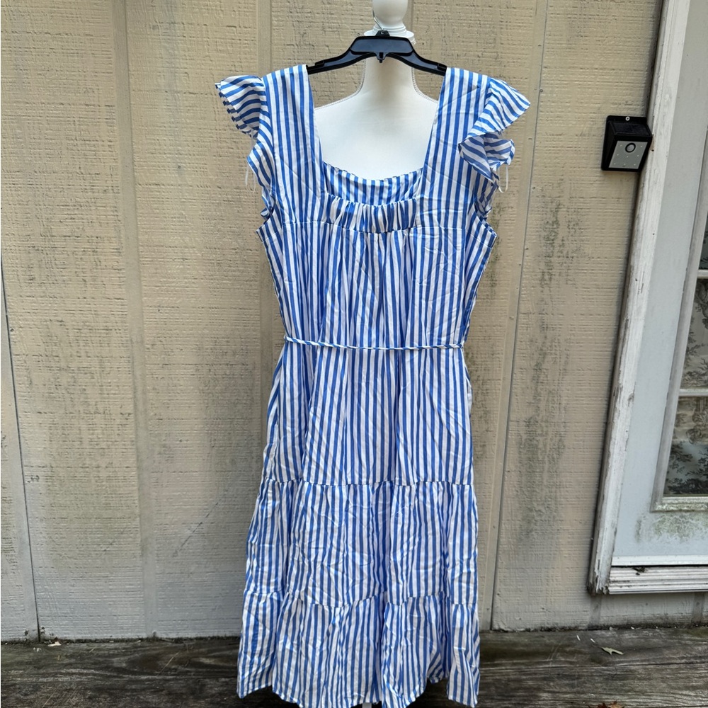 Draper James Blue and White Striped Midi Dress - Picture 4 of 7